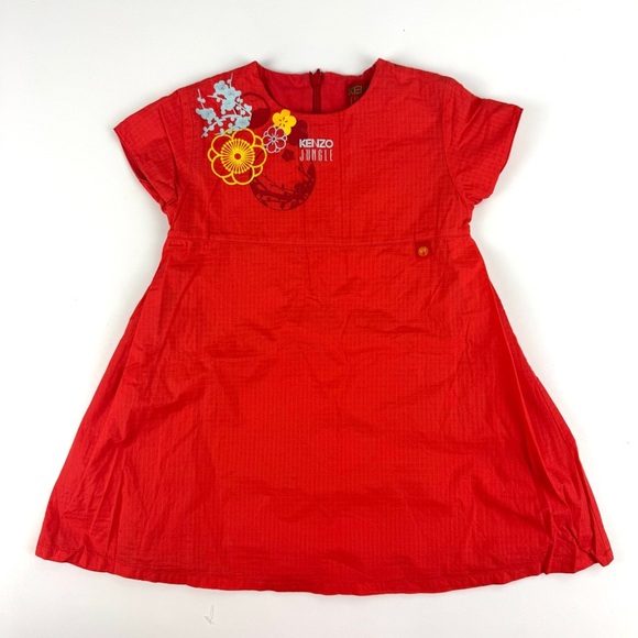 Kenzo Jungle Toddler Girls Sz 2 Red Ripstop Fabric Dress Lightweight /Breathable - Picture 1 of 11
